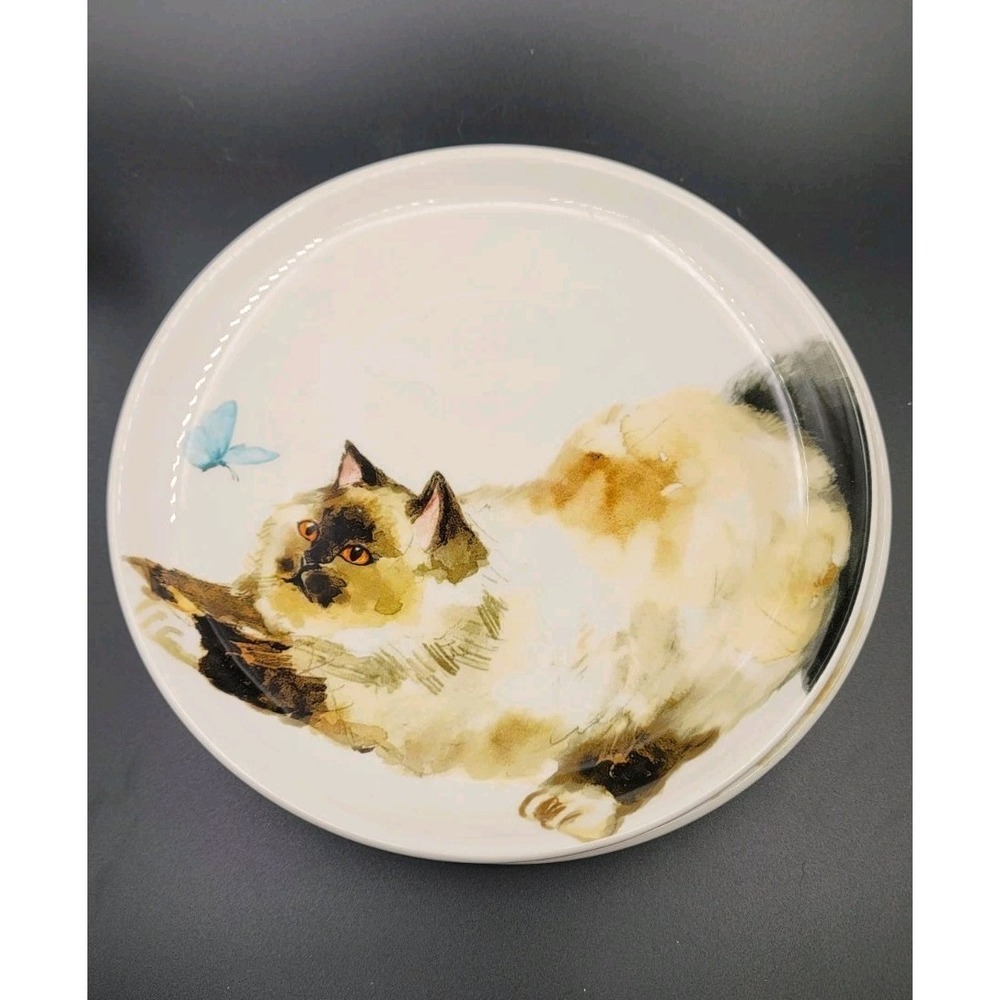 Pier 1 Imports Cats Flower Butterflies Dolomite 3 PC Salad Plates